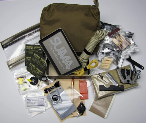 survival kit with ropes and cutters