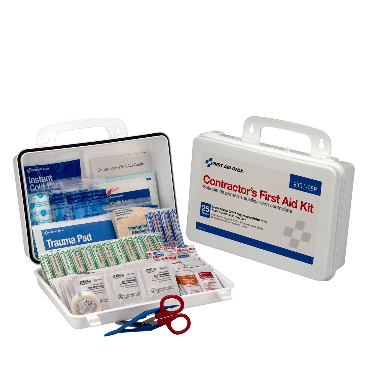 25 Person First Aid Kit, Plastic Case With Dividers - W-223-U/FAO