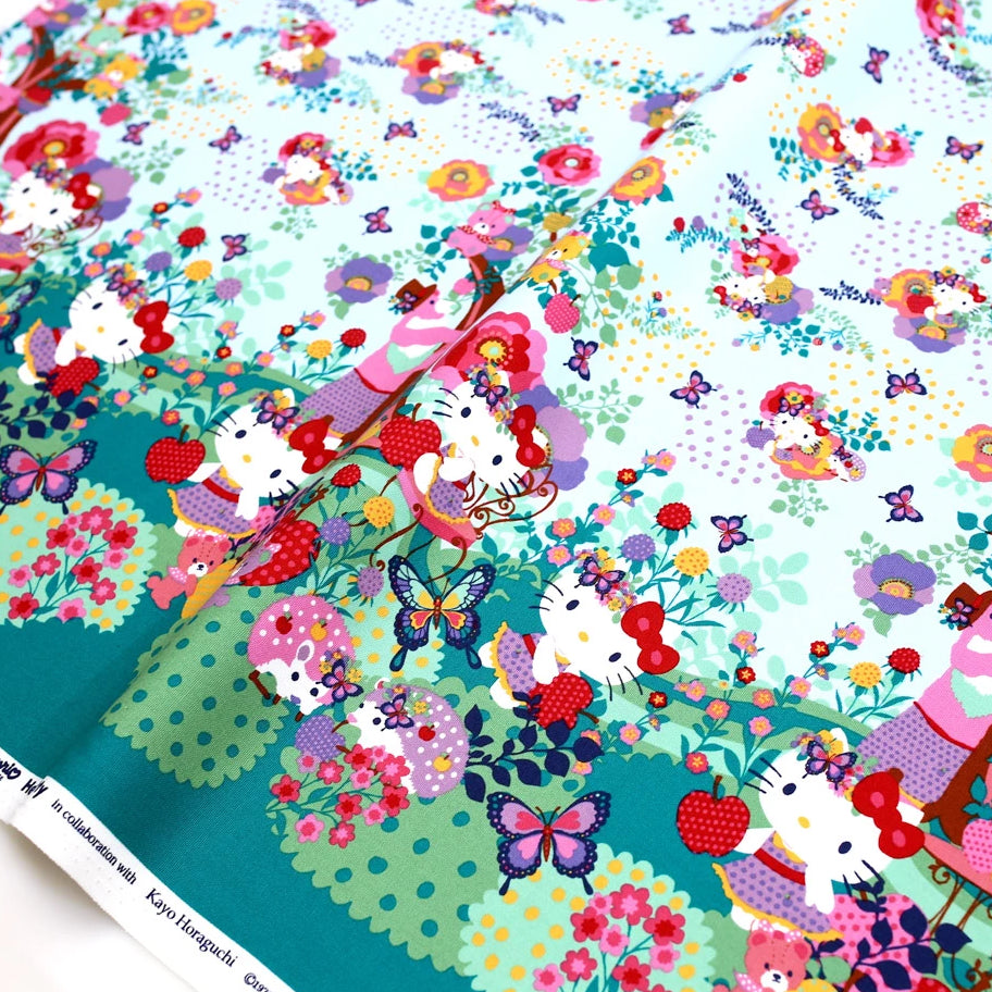 Hello Kitty Sanrio Kayo Horaguchi Soft Canvas Blue 50cm Nekoneko Fabric