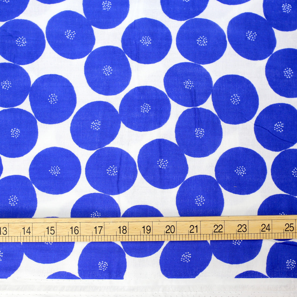 Kokka Muddy Works by Tomotake Mini Anpan - Double Gauze - Bright Blue - 50cm - Nekoneko Fabric