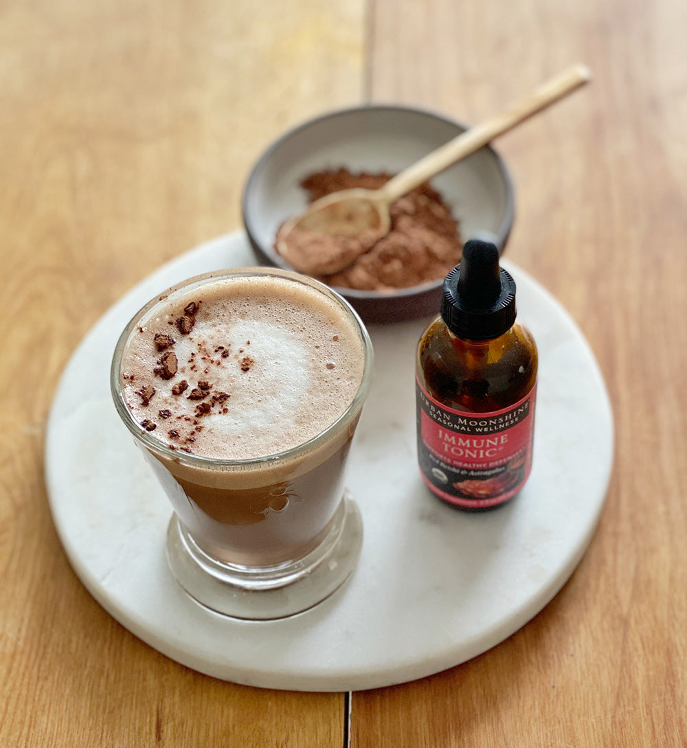 Rosey Reishi Mocha with Immune Tonic and cacao powder