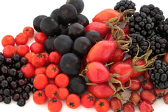 Hawthorn Berries, Blueberries, Blackberries