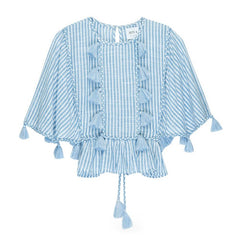 Misa Los Angeles Seta Top in Blue Stripe