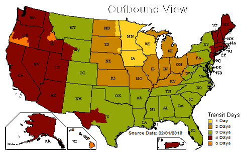 UPS Ground Shipping Map