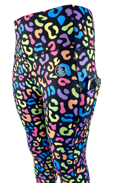 Neon Swirlys CAPRI side pocket leggings 