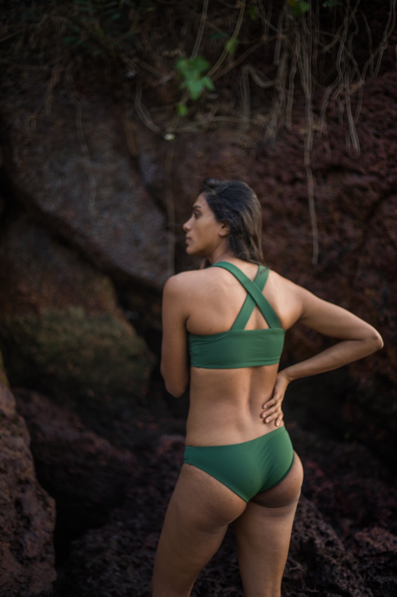 Cate Reversible Two Piece | Green & Black