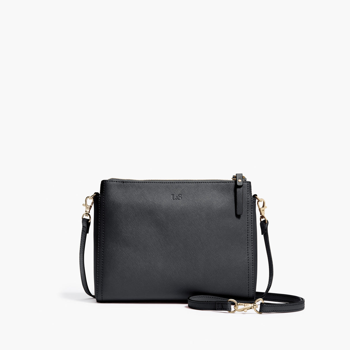 black across body leather bag