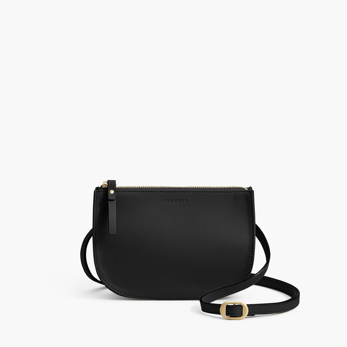 small black leather crossbody