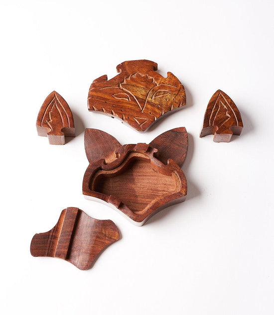 Lucky Fish Indian Rosewood Jigsaw Puzzle Box