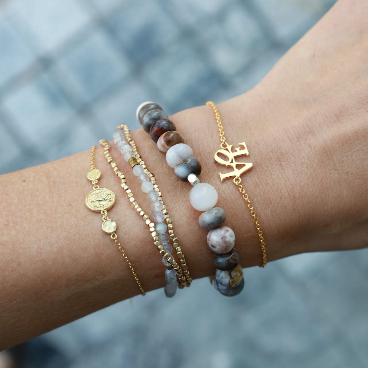 Hamsa Hand Marble Stone Bead Bracelet – Haus of Boho