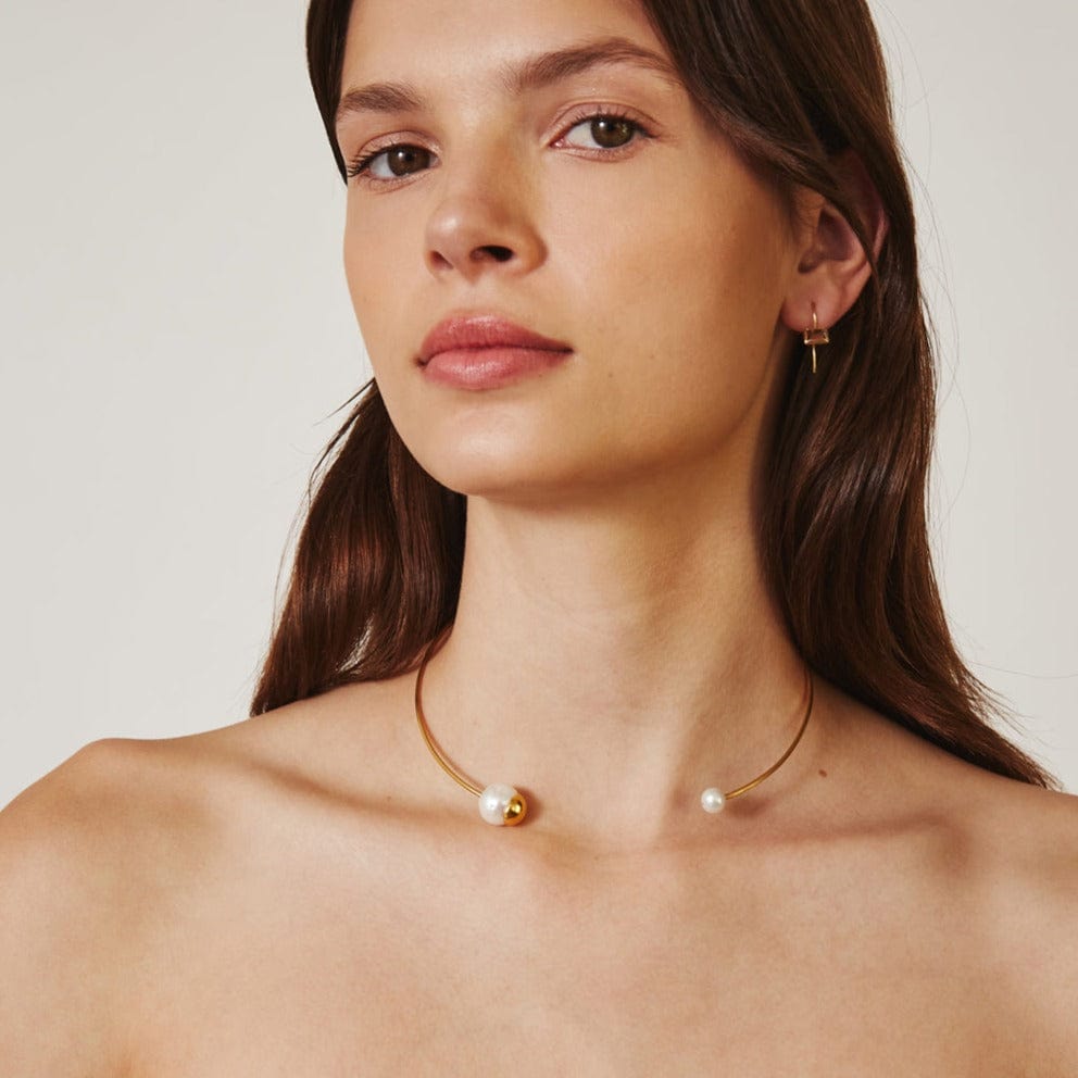 Half Carat Round Cut Open Collar Necklace In 18K Yellow Gold | Fascinating  Diamonds