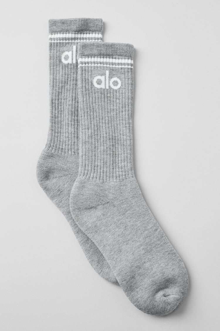 Alo Yoga S/M Women's Throwback Sock - Athletic Grey/Black