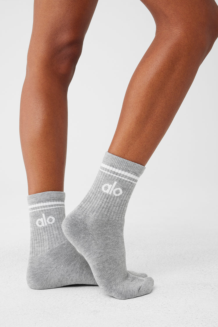 Alo Yoga S/M Women's Throwback Sock - Athletic Grey/Black