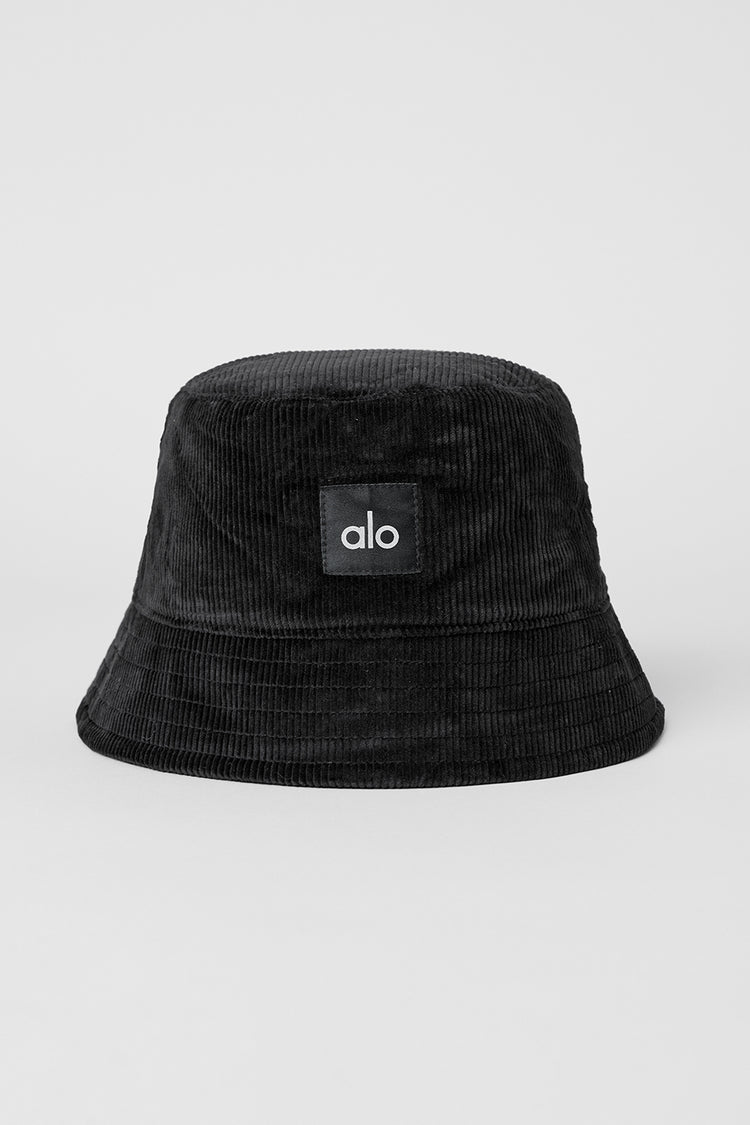 Alo Yoga | Corduroy Neighborhood Bucket Hat in Black, Size: Medium/Large