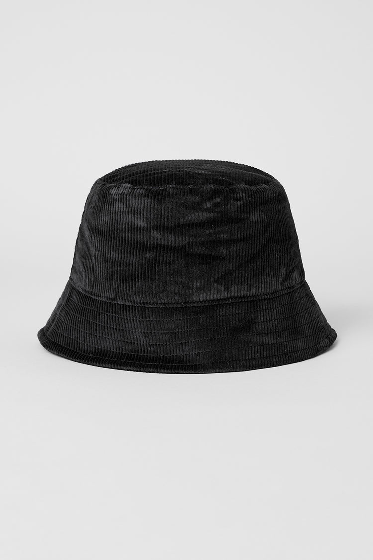 Alo Yoga | Corduroy Neighborhood Bucket Hat in Black, Size: Medium/Large