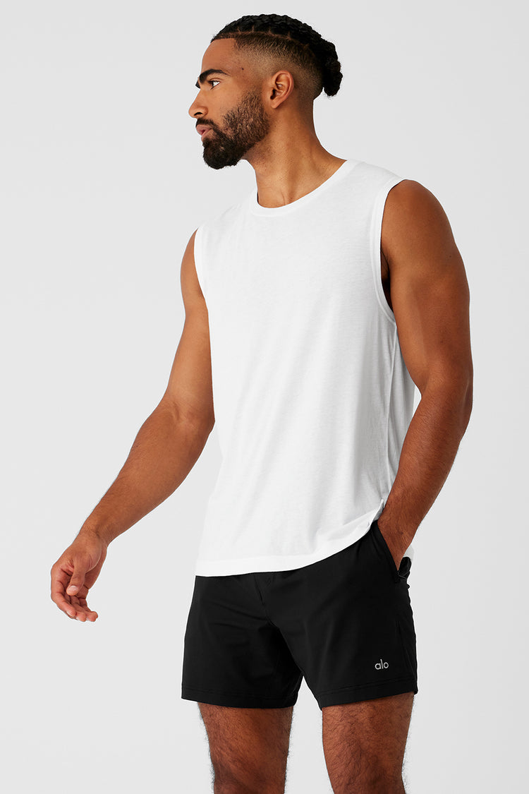 Sports Club Palms Muscle Tank - White/Black