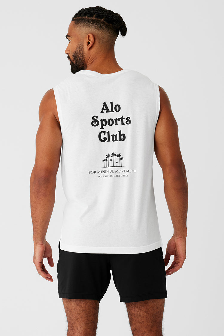 Sports Club Palms Muscle Tank - White/Black