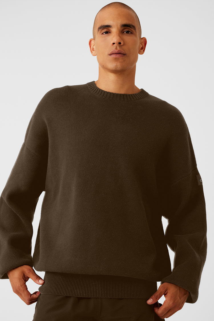 Scholar Crew Neck Sweater - Espresso