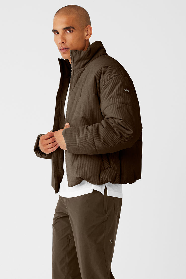 Black Corduroy Stage Puffer Jacket