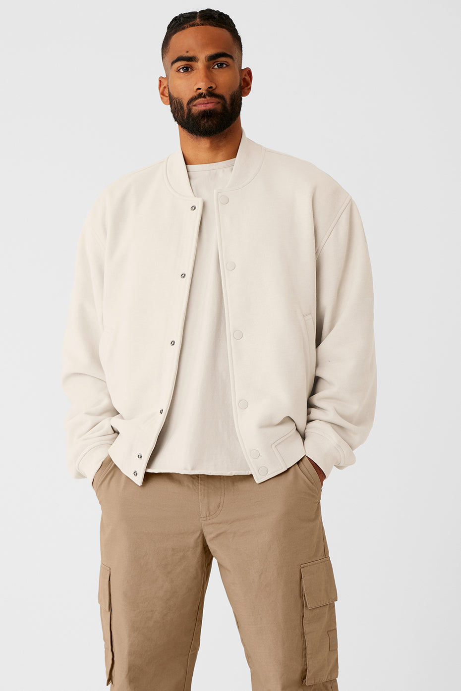 Alo Yoga Off Duty Bomber Jacket In Taupe