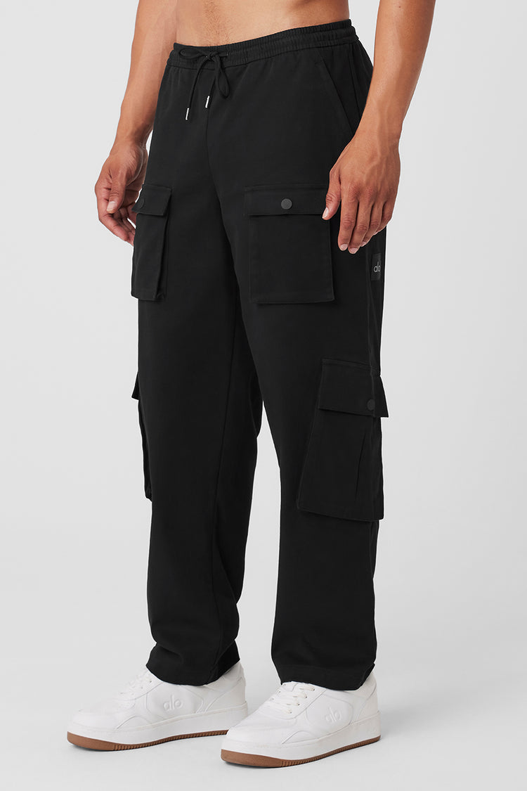 Cargo Pocket Sweat Pants, Black