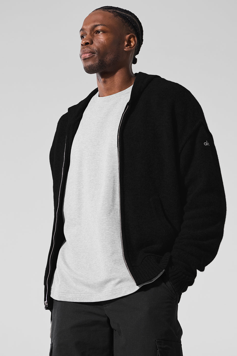 New Class Cashmere Full Zip Hoodie - Black