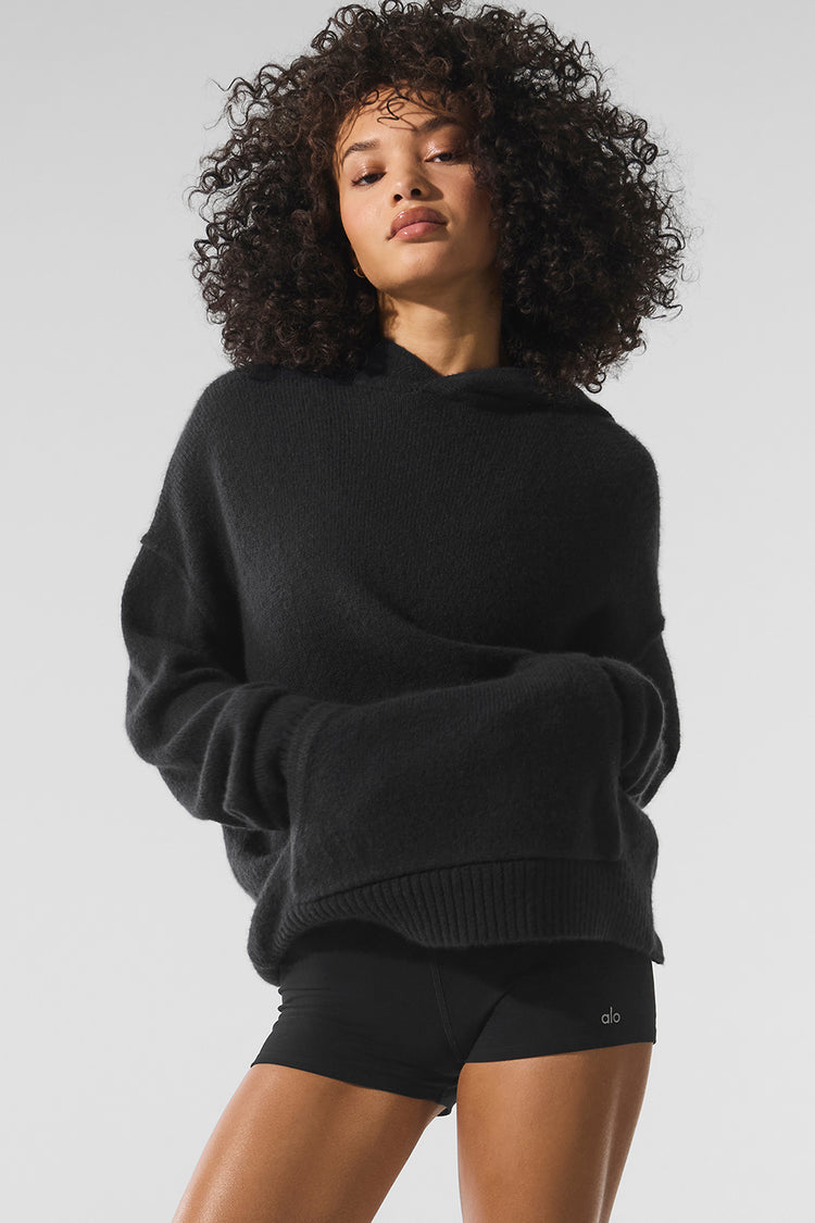 Cashmere hoodie black cheap