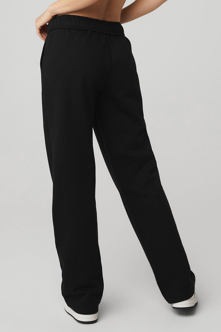 NEW ALO High-Waist Free Time Straight Leg Sweatpant - Black