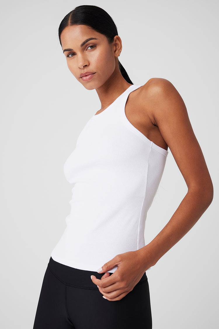 Ribbed Devoted Tank - White