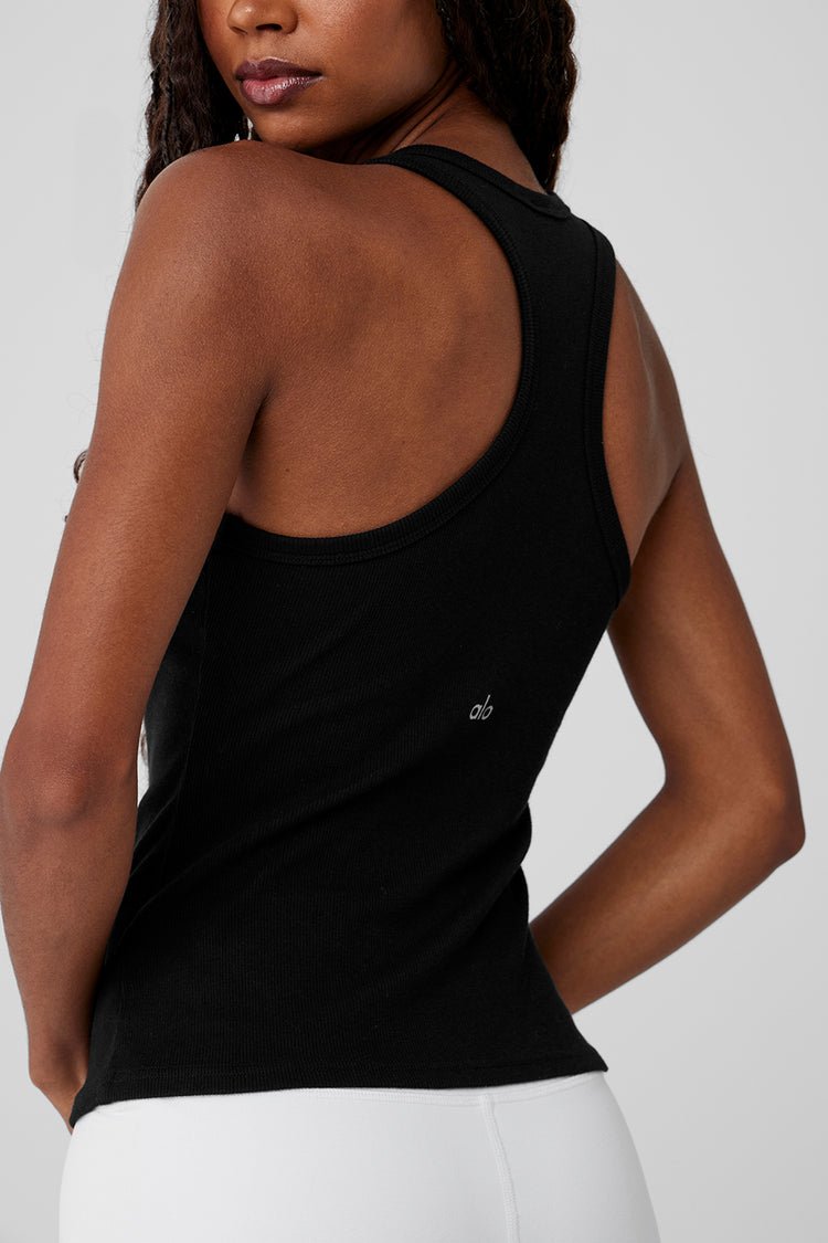 Ribbed Devoted Tank - Black