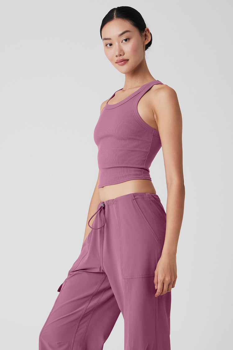 Goddess Ribbed Go-To Tank - Soft Mulberry
