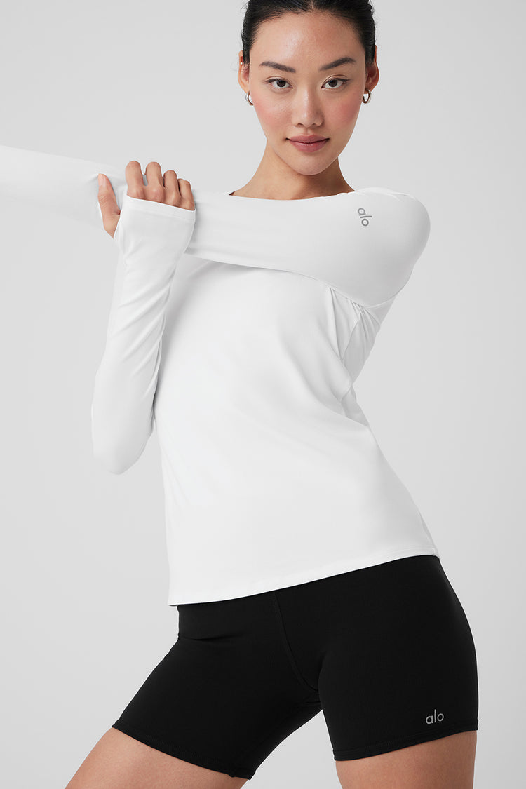 Alosoft Crop Finesse Long Sleeve - Black  Alo yoga, Long sleeve tops, Long  sleeve