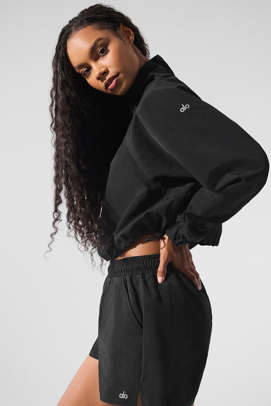 Cropped 1/4 Zip Alumni Pullover - Black
