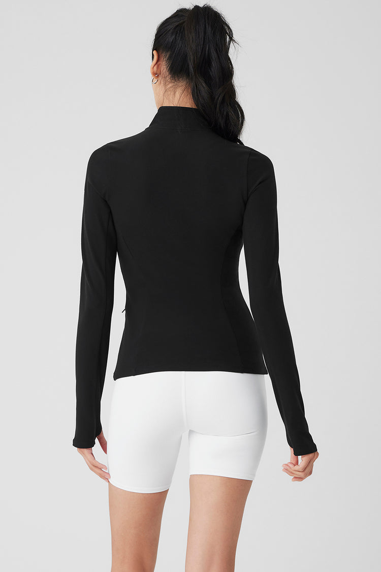 Lululemon Women’s Size 6 3/4 Sleeve 1/2 Zip Stretch Gray / Black Shirt