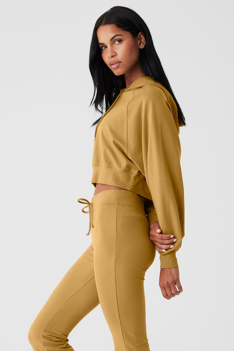 Cropped Double Take Hoodie Golden Olive Branch Alo Yoga