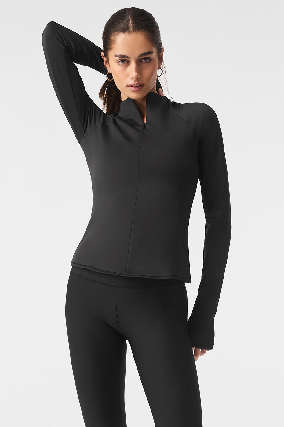 Alo Yoga Airlift Hooded Stretch-jersey Sweatshirt in Black