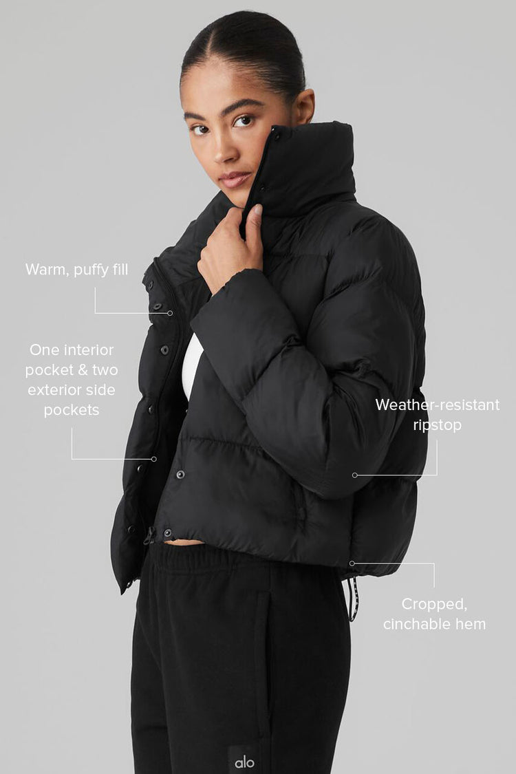 Black ESSENTIAL Puffy short down jacket