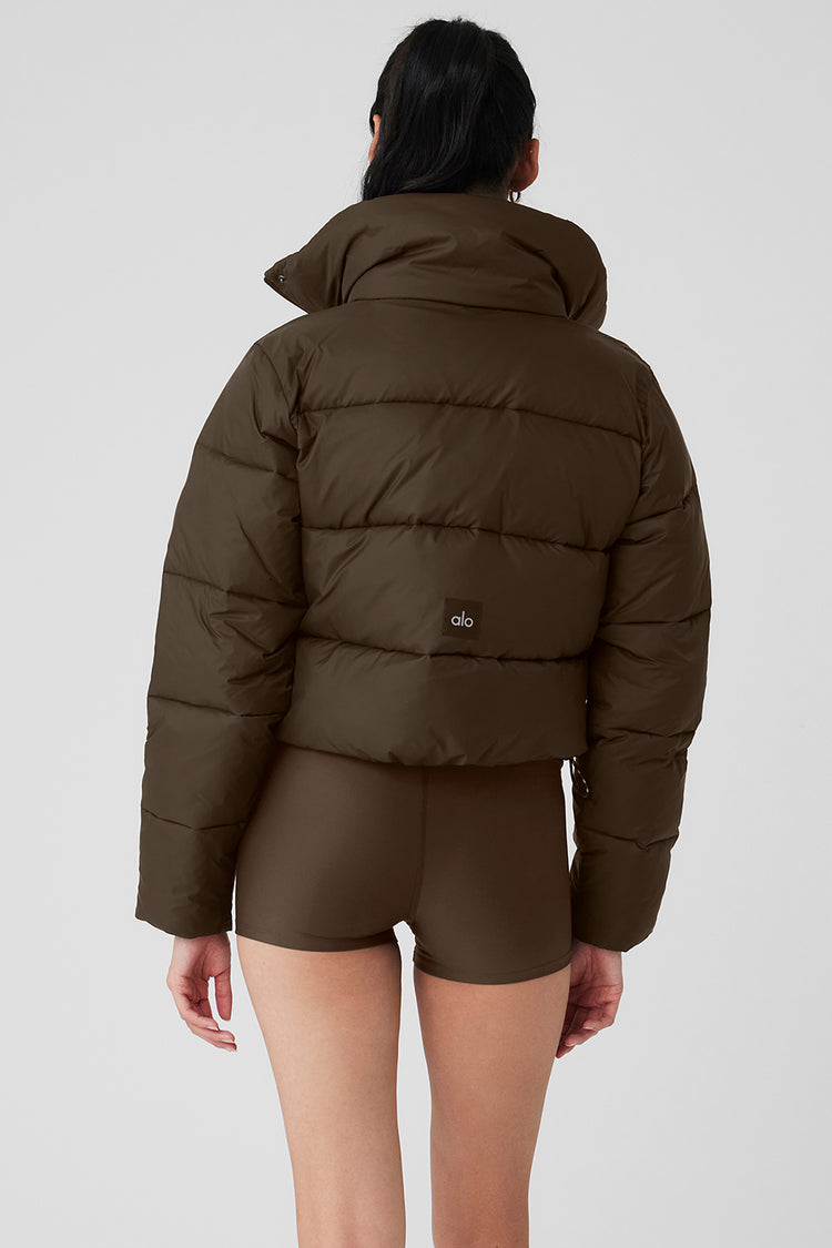 Alo Yoga Gold Rush Puffer Jacket In Espresso Brown Size XS - $190