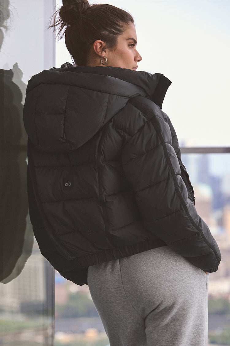 black puffer jacket