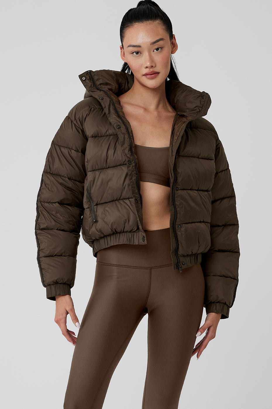 Alo Yoga Gold Rush Puffer Jacket Women - Bloomingdale's  Puffer jacket  women, Cropped puffer jacket, Active wear outfits winter