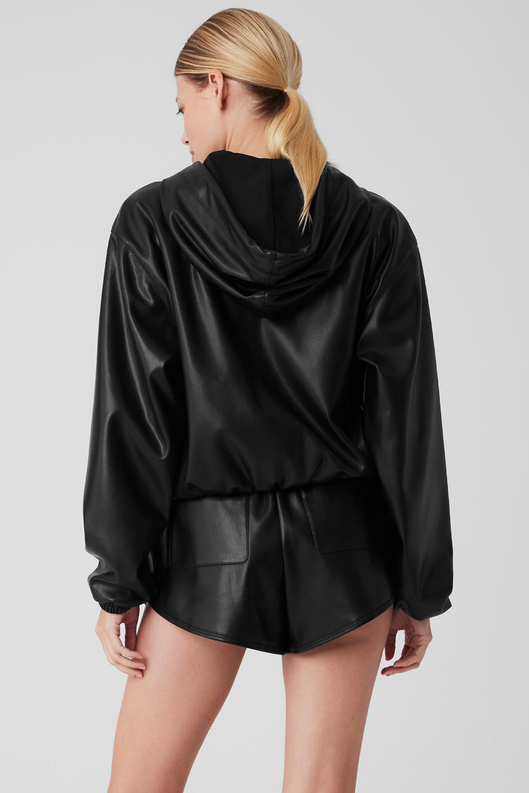 Black zip up jacket cropped top