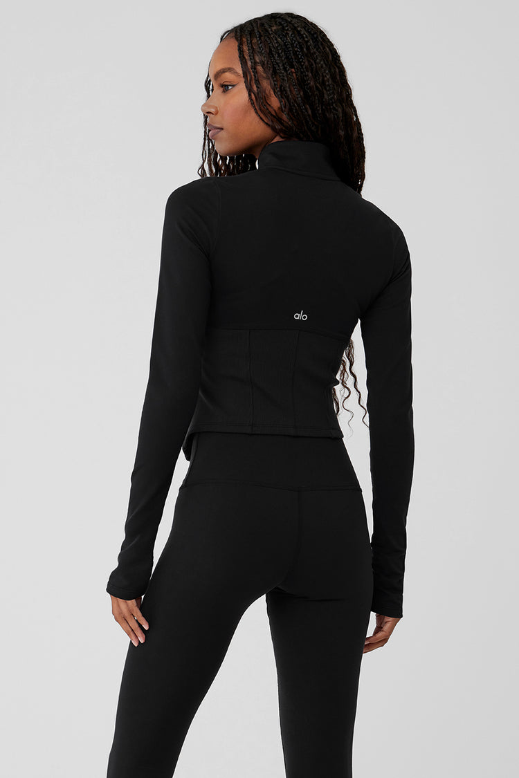Airbrush Corset Full Zip Jacket - Black | Alo Yoga
