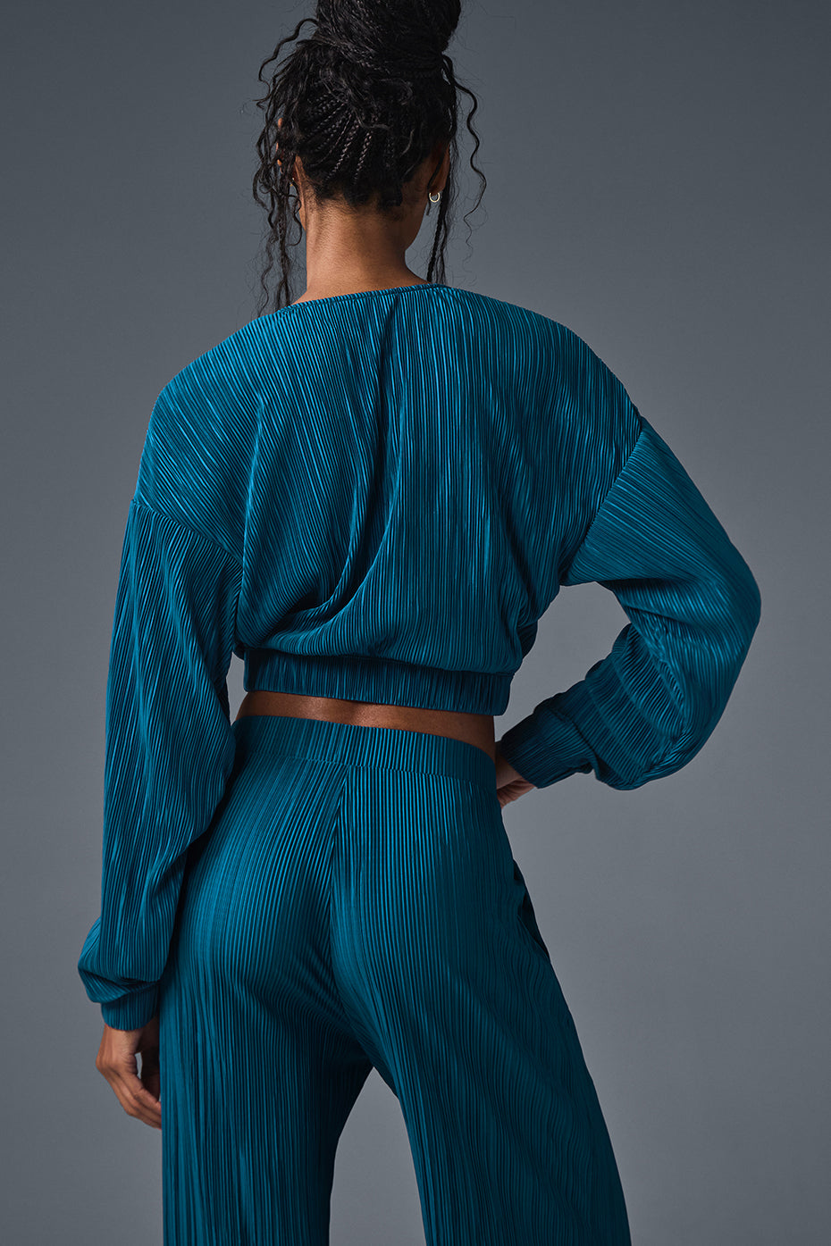 Cropped Micro Plisse Jacket - Eclipse Blue