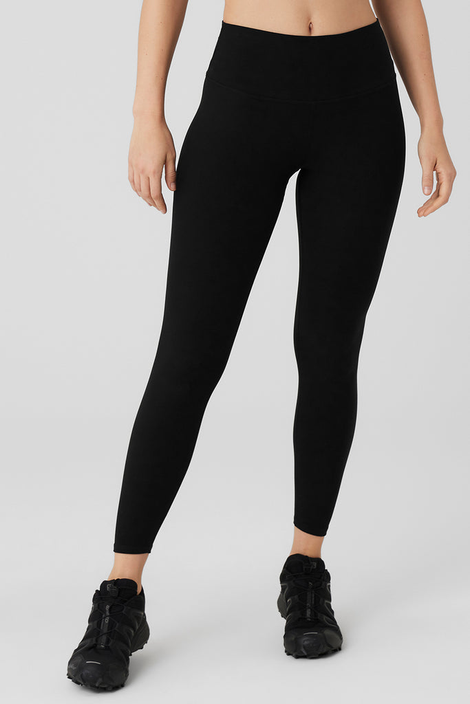 Alosoft High-Waist 7/8 Highlight Legging - Black | Alo Yoga