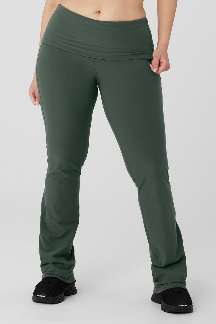 PURJKPU Women's Fold Over Flare Leggings Low Rise Bell Bottom Lounge Pants  Slim Fit Bootcut Yoga Pants Light Blue XS