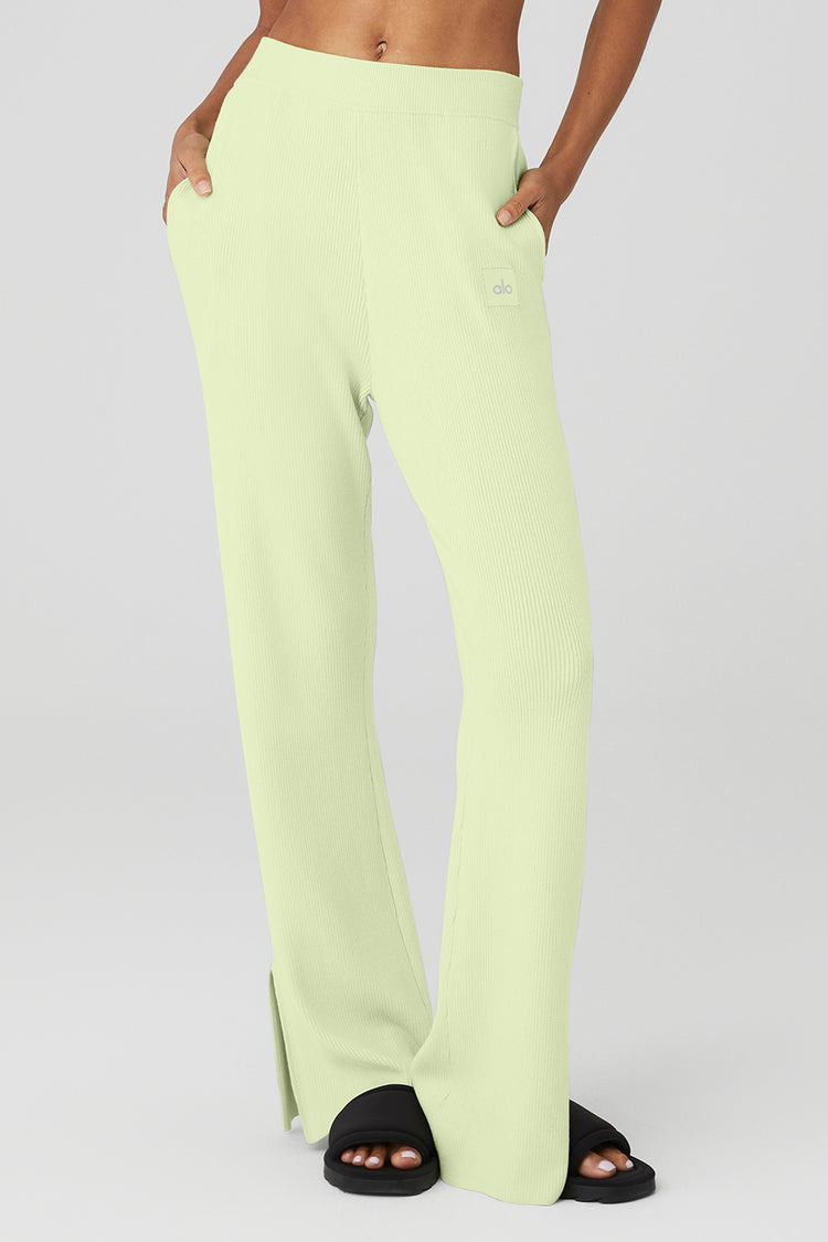 Knit High-Waist Salana Wide Leg Pant - Iced Green Tea