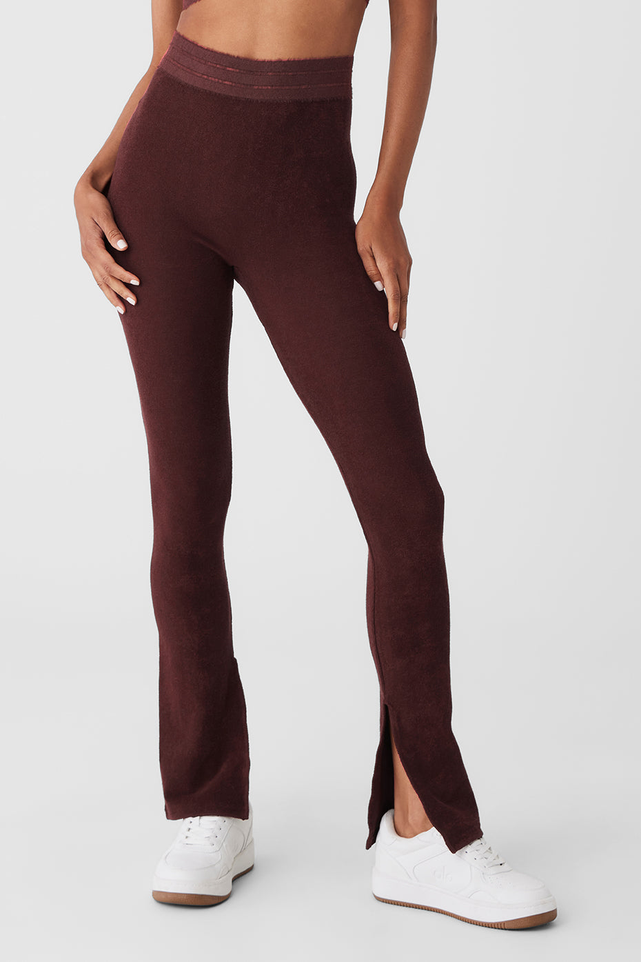 High-Waist Moto Legging in Cherry by Alo Yoga - Work Well Daily