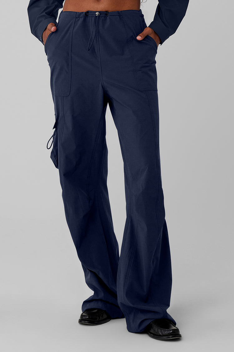 Straight Leg Yoga Pants, 5 Pockets (Navy Blue)