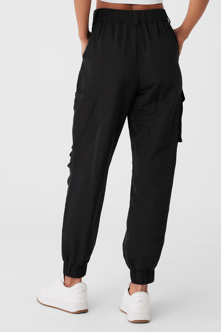 High-Waist Break Line Jogger - Black