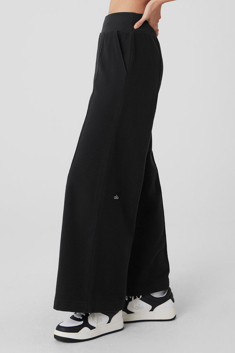 Polar Fleece High-Waist Snowdrift Wide Leg Pant - Black